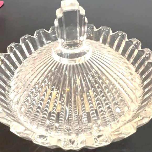 Mikasa Crystal Glass "MARQUETTE" Ribbed Bowl with Lid No Damages